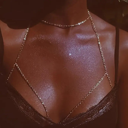 European and American Cross-Border Jewelry Sexy Exaggerated Beach Chain Chest Chain Nightclub Beach Fashion Sequin Tassel Body Chain