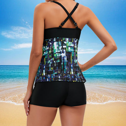 2023 European and American New Swimwear Skirt Back Cross AliExpress Foreign Trade Tankini plus size Split Swimsuit