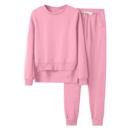 2023 Amazon cross-border new loose plus size top women's long sleeve hot figure sweater fleece-lined casual suit wholesale