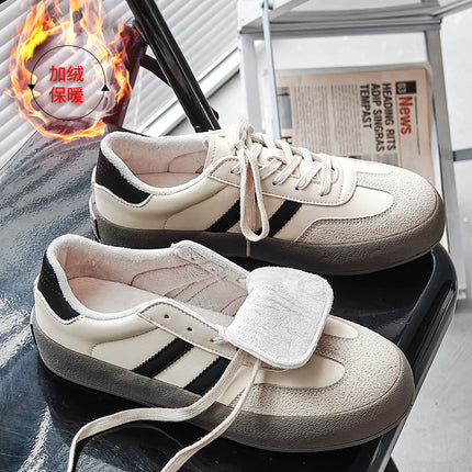 Winter cotton shoes couple retro German training white shoes men's 2024 new fleece-lined men's shoes Joker casual shoes wholesale