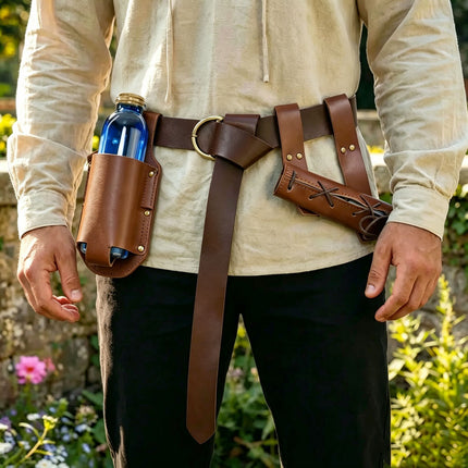 Medieval Cross Knight Sword Belt Sword Hanging Pu Leather Viking Sword Drag Gloff Belt cospaly Match
