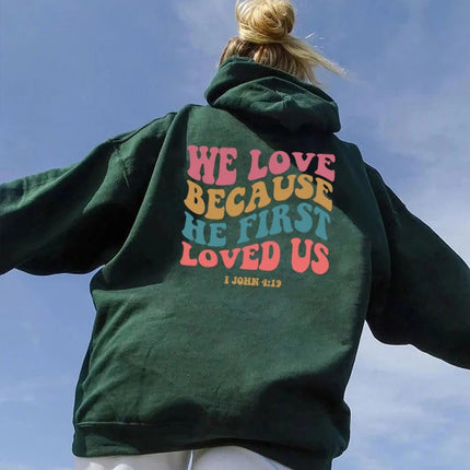2024 Amazon Women's Velvet Sweatshirt Back Letter Printed Hooded Sweatshirt Drawstring Printed Hoodie