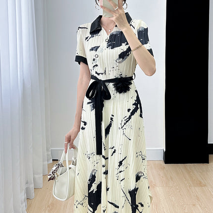 Sanzhai dress women's 2020 Summer new simple fashion all-match high-end elegant age-reducing commuter long skirt