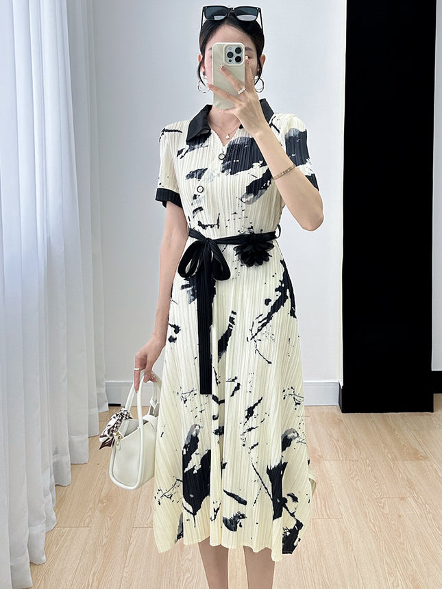 Sanzhai dress women's 2020 Summer new simple fashion all-match high-end elegant age-reducing commuter long skirt