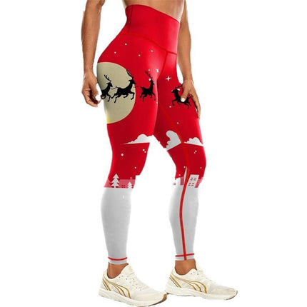 Cross-border Europe and the United States Christmas printing comfortable yoga pants hip outdoor sports fitness running yoga clothing wholesale