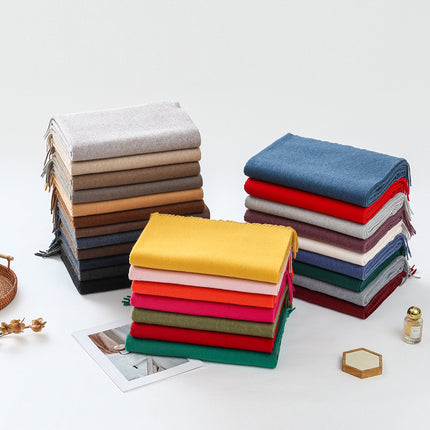Wool Scarf Shawl High-End Versatile Cashmere Scarf Women's Winter 2025 New Men's Solid Color Scarf Wholesale