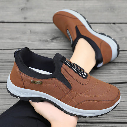Shoes Men's Walking Shoes New Solid Color Large Size Men's Shoes Lazy One-Step Dad Shoes Soft Sole Plaid Casual Shoes for Men