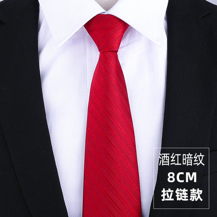Dress Business Tie Men's and Women's Groom Wedding Black Zipper Korean Narrow No Lazy Striped Bow Tie Plaid