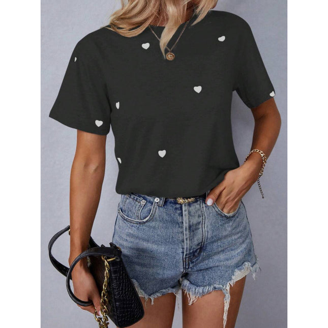 Cross-Border Export New Aliexpress T-Shirts Round Neck Casual T-Shirt Printed T-Shirt for Women