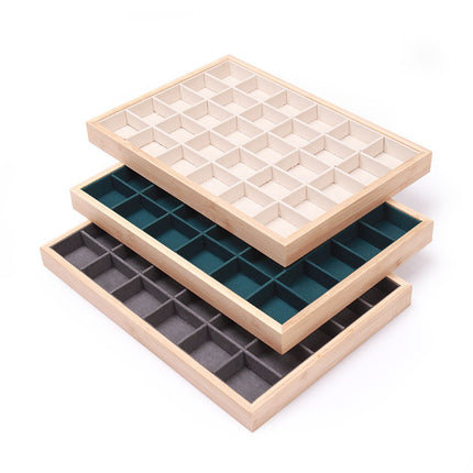 Ice Fleece Leather Solid Wood Bamboo Jewelry Plate Ring Earrings Necklace Pendant Bracelet Ring Jewelry Tray