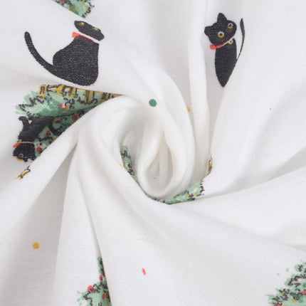 Cotton Water Slurry Printed Fabric Christmas Watch Cat Floral Cloth Autumn and Winter Home Clothes Set Scarf Children's Clothing Fabric