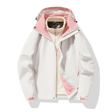 Outdoor Charge Clothes Autumn and Winter New Graphene Removable Three-in-One Two-Piece fleece-lined Thickened Silver Fox Cashmere Jacket