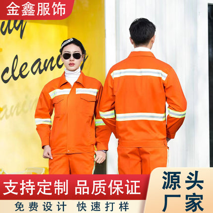 Sanitation Cleaning Reflective Strip Work Clothes Construction Site Government Landscaping Long-Sleeved Suit Labor Protection Clothing Reflective Safety