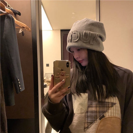 Autumn and Winter Versatile Face-Slimming Plush Hat, Warm Postpartum Hat, Slouchy Beanie, Unisex Hat, Fashionable Trendy Cold Hat