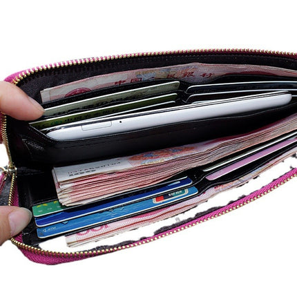 New Women's Wallet Women's Long Thin Leather Wallet Women's Zipper Large Banknote Clip Korean Cowhide Handbag Trendy Bag