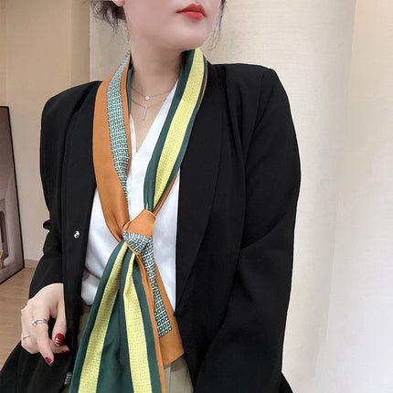 Spring and Summer New Double-layer New Silk Satin Neck Protection Scarf Women's Autumn and Winter Matching Shirt Elegant All-match Scarf