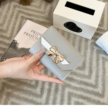 Foreign Trade Wholesale Women's Color-Blocked Bowknot Multi-Card Slot Coin Purse 2025 Korean Style Summer and Autumn New Mini Wallet