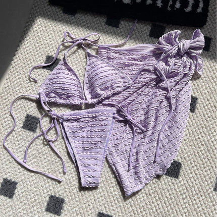 2025 European and American New Candy Series Special Fabric Swimsuit Swimsuit Bikini Three-Piece Bikini Bikini Bikini