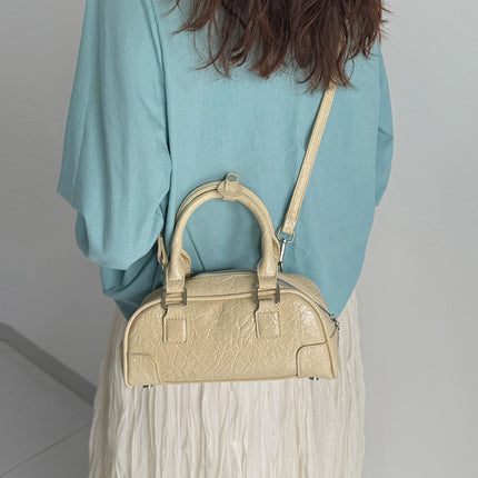 Retro Niche Texture Boston Handbag Women's Bag Korean Style Simple Pillow Bag Versatile Commuter Shoulder Crossbody Bag