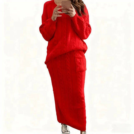 2026 Autumn/Winter New Women's Fashion Amazon European and American Style Cable Knit Sweater Women's Set Dress