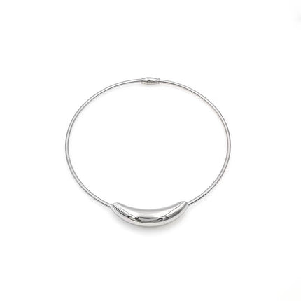 European and American titanium steel metal style curved elbow necklace women's elastic magnetic suction buckle collar round snake bone chain Cold style necklace