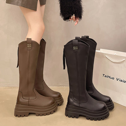 Thick-Soled Over-The-Knee Boots for Women, New Retro Fashion Leather Boots, Elegant Popular Street Fashion Boots, Knight Boots