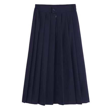Spring 2024 women's basic jk uniform skirt a-line elastic waist navy blue pleated skirt college style