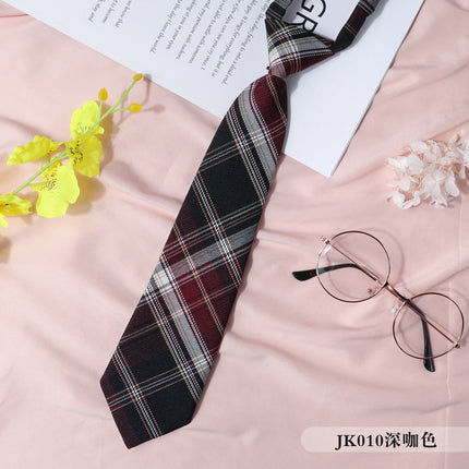 jk Japanese Style Plaid Women's Collar Flower Black Tie Collar String College Style Ribbon Bow Shirt ins Sailor Suit