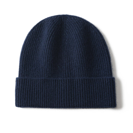 Thickened Cashmere Knit Hat for Men, Solid Color Versatile Beanie, Casual Turban Hat, Outdoor Cycling Cold Hat