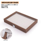 Walnut white leather flat ring box