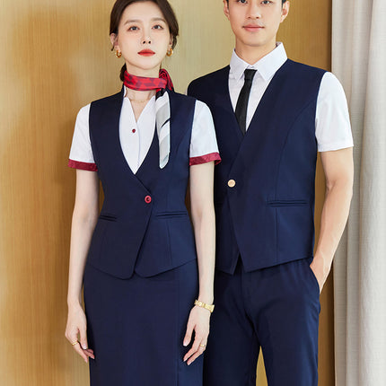Stewardess uniform professional shirt Women's Spring temperament suit high-end hotel front desk reception work clothes beauty salon work clothes