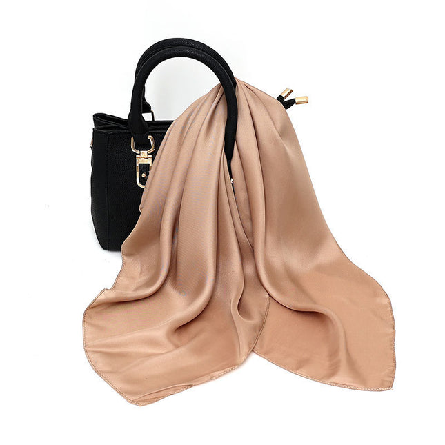 New Silk Forged Silk 70 Square Solid Color Monochrome Silk Scarf Classic Mature Simple Women's Scarf Versatile Decoration