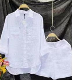 2025 Cross-Border Southeast Asian Summer Fashion Shirt Set Loose Slimming Look Casual Comfortable Two-Piece Set Wholesale