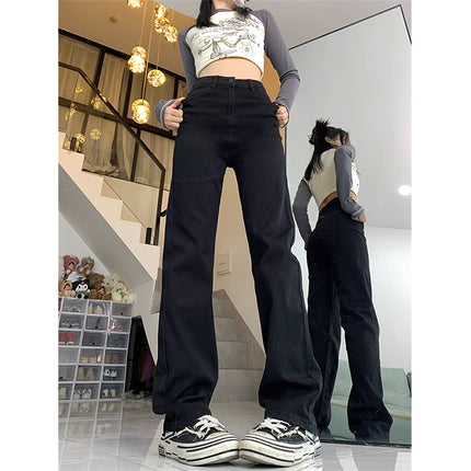 White High-Waisted Straight-Leg Jeans for Tall Women, 170cm, Autumn New Slim-Fit Hot Girl Floor-Length Cigarette Pants