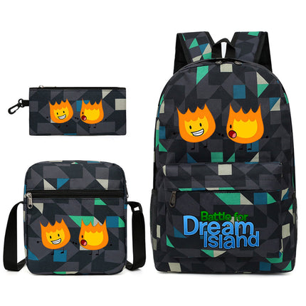 Battle for Dream Island Backpack Dream Island Schoolbag Three-Piece Canvas Backpack