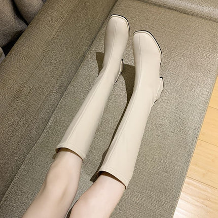New Slim-Fit Long Boots for Petite Women, Versatile Flat-Top Knee-High Riding Boots