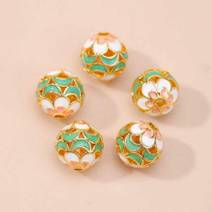 Cloisonné Oil-Dropping Cut Out Auspicious Cloud Lotus Bead Accessories Oil-Dropping Copper DIY Handmade Bracelet Necklace Jewelry Accessories