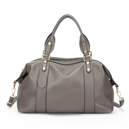 Cross-Border Foreign Trade Women's Bag Boston Bag Solid Color Simple Handbag Work Commuter Bag Single Shoulder Crossbody Tote Soft