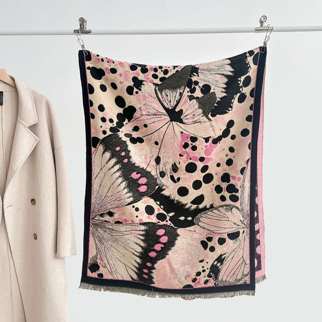 Sweet Leopard Print Butterfly New Autumn and Winter Thickened Shawl Scarf for Women, Winter High-End Elegant Office Air Conditioning Blanket