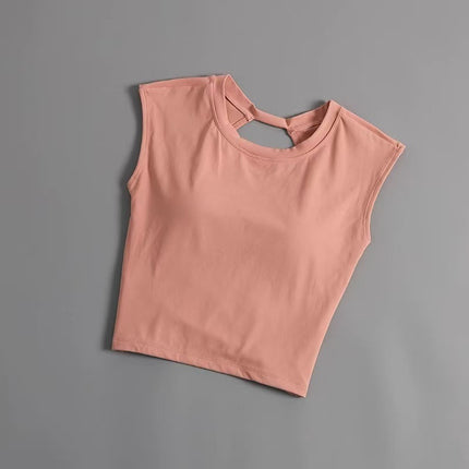 High-class Yoga Top with Chest Mat Yoga Clothing Sports Vest Women's Quick-drying Short-sleeved T-shirt Beautiful Back Fitness Top