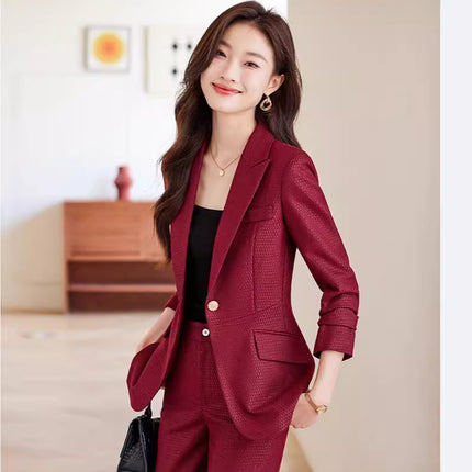 Professional suit suit autumn and winter 2024 new fashion temperament goddess fan host OL formal suit overalls
