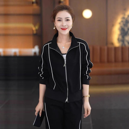 Autumn New Fashion Casual Stylish Slimming Cardigan Set Sports Women's Age-Reducing Sweatshirt and Sweatpants Two-Piece Set