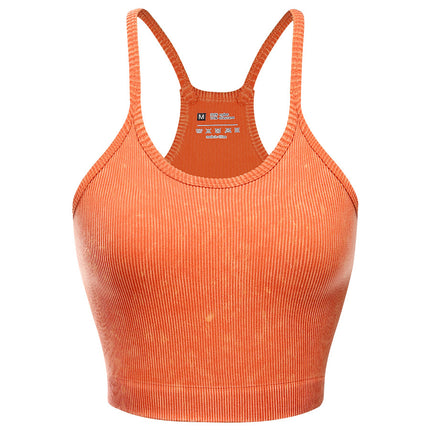 Cross-border Lulu Sports Underwear Washed Vest Naked Yoga Bra Women's Summer Comfortable Quick-drying All-match