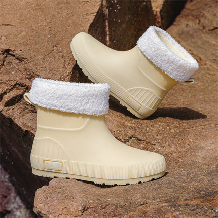 British Trendy Rain Boots, Outdoor Wading Boots, Fashionable Women's Rain Boots, Garden Boots, Flats Non-Slip Rubber Shoes, Foot Water Shoes for Women