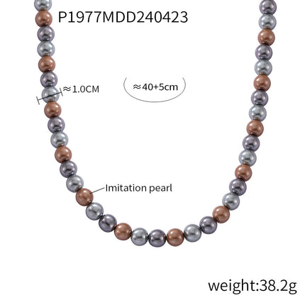 Korean fashion round high-gloss beaded necklace women's casual colorful round beads niche simple necklace jewelry wholesale