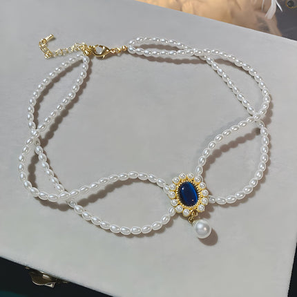 Vintage Baroque Pearl Tassel Necklace Female Bridal Banquet Elegant Fashion Collarbone Necklace Choker Accessories