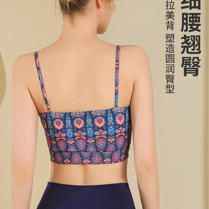 Amazon Bohemian Style Sling Sports Bra Women's Bra Pad Fitness Yoga Underwear Gather-up Bra Tube
