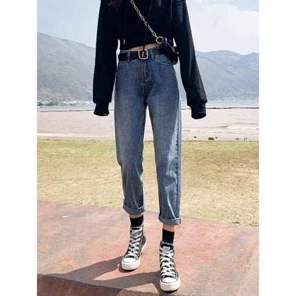High Waist Harlan Jeans Women's Fashion All-match New Loose Cropped Straight Carrot Pants