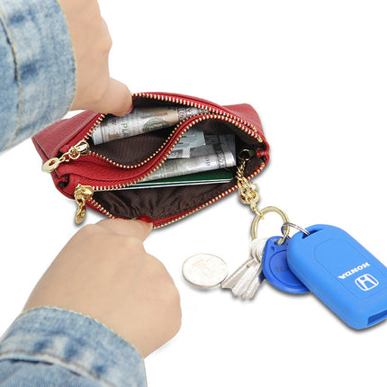 Cross-border European and American Deer Head Bag Top Layer Cowhide Women's Zipper Coin Purse Genuine Leather Coin Storage Bag Key Bag