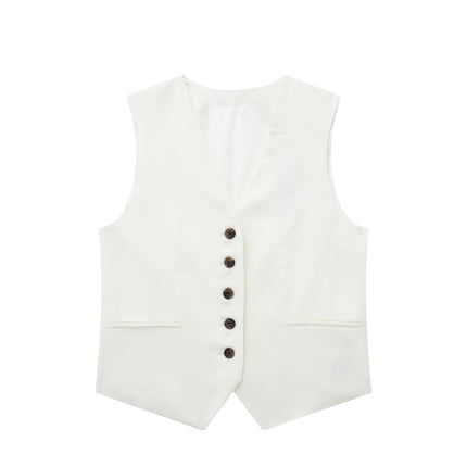 European and American 2023 New Fashion Women's Blended Vest Vest 7747356 High Waist Casual Shorts 7748356 Trendy